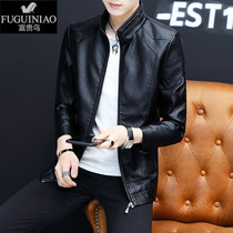 Rich bird mens leather clothing Korean trend spring and autumn mens autumn clothes pilot thin coat leather jacket men