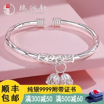 Silver bracelet female sterling silver 9999ins niche design silver jewelry opening silver bracelet Net Red birthday gift to girlfriend