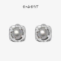 EWEST Art Unnew High Sensation Grey Pearl Earrings 925 Pure Silver Earrings Female Minimalist Design Earrings