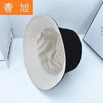 Double-sided big hat brim sun hat female sunscreen oversized along the beach to cover the face color fishermans hat summer