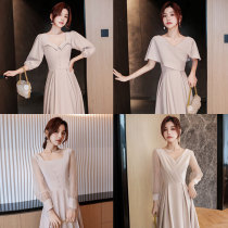 Wedding bridesmaids 2022 new immortals small subminimis atmospheric Sisters escort ladies gown with feminine temperament
