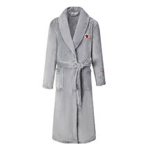 Autumn and winter New flannel mens bathrobe pajamas one-piece coral velvet warm robe lengthy padded yukata