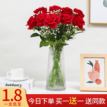Simulation rose fake flower single decoration Living room decoration plastic flower ornaments Table flower arrangement Silk flower dried flower bouquet