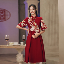 Large size toast bride wedding engagement Chinese style beautiful spring high waist belly pregnant womens dress summer