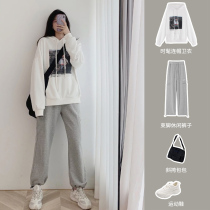 Summer net red fashion gentle summer salt casual sports hooded sweater suit pants two-piece womens autumn clothes