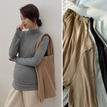 Pregnant women autumn coat long sleeve Korean version of tide solid color long interior with spring and autumn commuting elastic semi-high collar base shirt