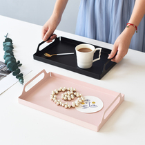 ins Nordic light luxury rectangular tea cup metal handle tray household living room coffee table table dessert fruit plate