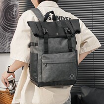 New Fashion Grey Double Shoulder Bag Day Series Back Pocket Han Edition Mens Bag Casual Retro Backpack Computer Bag Bag Tide