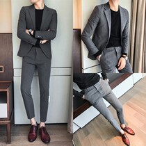  Tide brand fashion casual suit suit mens spring and autumn new Korean version of the trend slim British style business formal suit