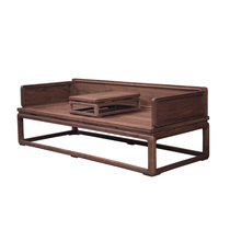 Black Hu full solid wood Luohan bed new Chinese style Old Elm expensive couch Zen people will meet guest sofa double tea concubine peach room furniture