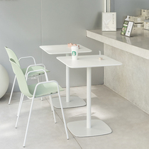 Net red dessert bakery shop table cafe white square table afternoon tea leisure table and chair milk tea beverage store chair