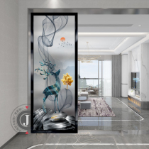 Art glass living room partition screen decoration wash table entrance shelter light luxury double-sided tempered fortune deer