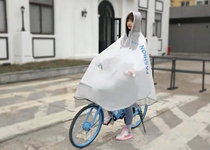Electric car raincoat adult thin transparent bicycle riding poncho rain prevention single long Four Seasons Universal