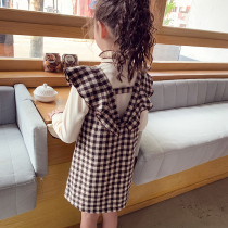 Girls autumn clothes 2021 new foreign style children English style plaid vest dress girl Korean Fashion Net red skirt