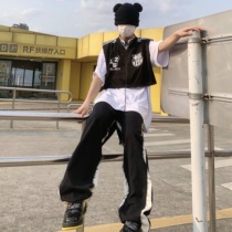F383 2021AW spring and summer niche remake shoulder pad three-bar uniform collar vest ins style couple