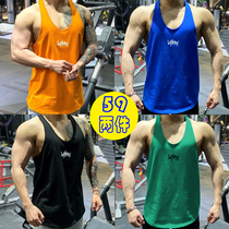 Mens sports vest muscle fitness I-character waistband training sleeveless T-shirt tide men loose fitness clothes ins
