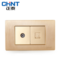 New Zhentai electrician 118 switch socket NEW5D drawing gold embedded steel frame two position TV computer socket