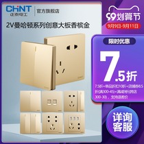 Chint official flagship store 2v gold 86 type one open 5 five-hole household concealed with USB air conditioning switch socket panel