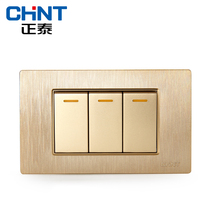 New Zhentai electrician 118 switch socket NEW5D drawing gold embedded steel frame two position three open dual control switch