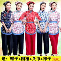 Aqing Sister-in-law Flowers Picking Tea Womens Village Aunt Clothes Folk Dance Village Wind Gusto of Rural Costume Rural Costume Show Costumes