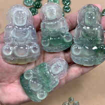 Natural Myanmar Emerald Pendant Safe Buckle Floating Flower Guanyin Ice Seed Buddha Ruyi Leaf A Goods Jade Pendant Men and Women