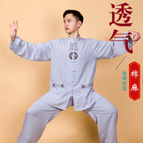 Taiji clothing men Chinese style cotton spring and autumn linen 2021 New embroidery Taijiquan practice uniforms Women summer clothing
