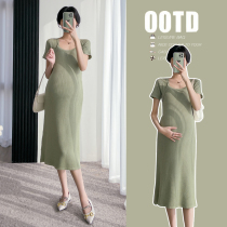 Pregnant women summer dress suit 2023 new V - collar coat menu - shaped and thin - ha summer dress