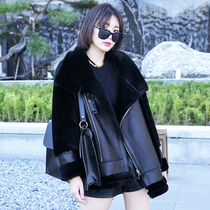 2021 Winter new fur one womens coat loose merino sheep skin slim long leather fur