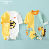 2 pieces of newborn jumpsuit spring and autumn pure cotton baby climbing clothes newborn baby men and women ha clothes cute pajamas winter