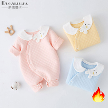 Newborn jumpsuit in autumn and winter male baby female baby padded warm climbing clothes children's autumn clothes with cotton ha Yi Meng
