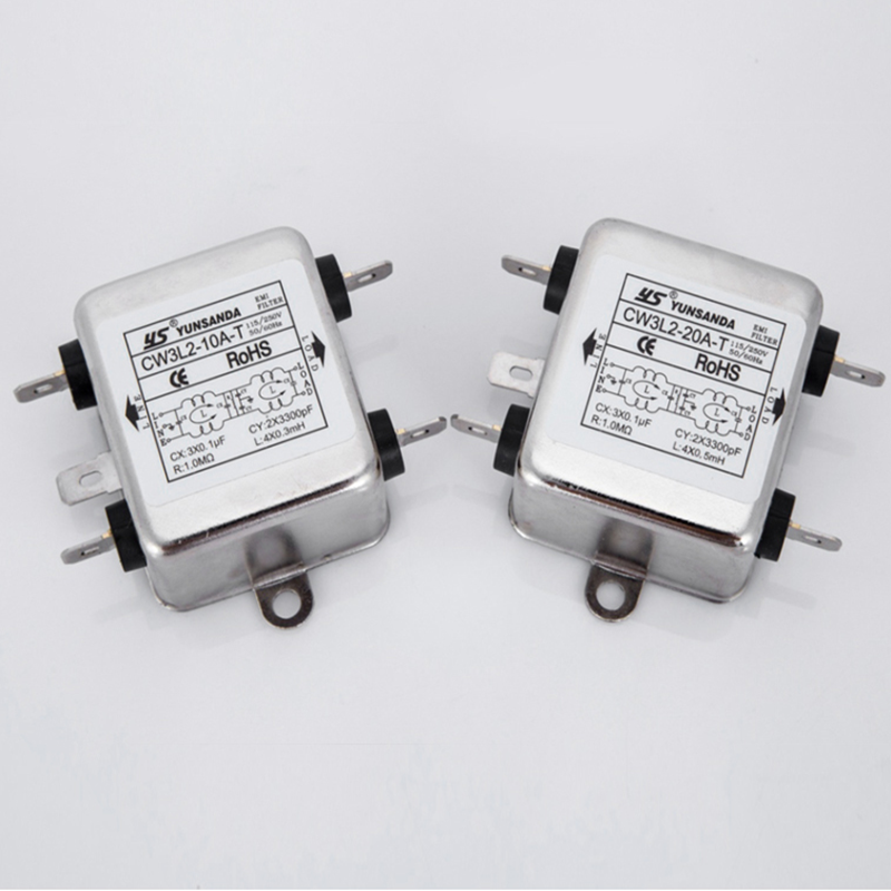 Taiwan  yunsanda  power supply anti-interference EMI AC filter  CW   3L   2  - 10a6a3a  2  0-t bipolar insert