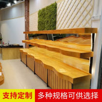 Supermarket shelf container rack custom solid wood hundred orchard wavy fruit shelf supermarket fruit and vegetable rack island cabinet collection
