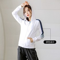 Yoga coat womens zipper cardigan spring and autumn running fitness sports long sleeve top quick-drying one-piece splicing fitness clothes