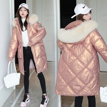 2021 Winter new bright face no-wash down cotton-padded clothing womens long cotton-padded jacket students Korean version of thick cotton coat