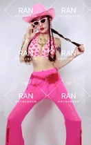 High-end custom party atmosphere costume denim pink gogo tour west