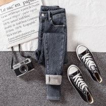 Plus velvet jeans womens winter high waist trousers 2021 New Korean version thick warm slim pants
