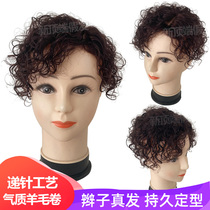 Wig piece female real hair top of the head hair block curly hair cover white hair cover fluffy natural bangs hair piece needle 37 points