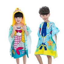 Childrens swimming bath towel Absorbent quick-drying portable bathrobe Travel beach towel Wearable sports towel Seaside equipment