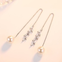 999 pure silver plated platinum petals ear wire long ear pendant earrings earrings ear nail anti-allergy Chow Tai Fosun