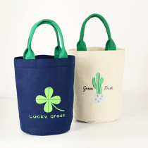  Canvas tote bag Mommy bag Mom out bottle bag mother and baby bag water cup small cloth bag round lunch box bag