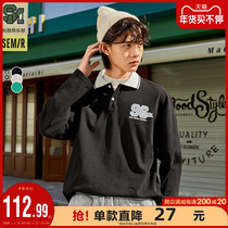 American Retro Series] Senma Couple Long Sleeve T-shirt Men Contrast Letter Print 2022 Spring New