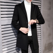 Autumn new double-sided nanny coat mens casual wool woolen coat Korean trend long windbreaker mens clothing