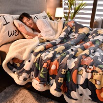 High-end double-layer blanket 2021 spring and autumn new cute ins thickened nap blanket coral velvet flannel student