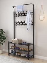 Shoe-changing stool hanging hanger integrated home entering the door multifunctional porch soft bag coat rack shoe cabinet rack
