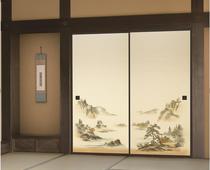 Miho and room tatami Fusima paper painting Chinese style Japanese solid wood wardrobe door drawing color painting paper landscape painting 28 episodes
