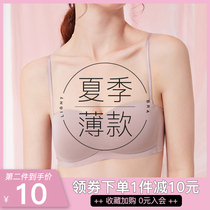 Strapless underwear womens summer thin section large chest small ultra-thin rimless small chest gathered student bra cover bandeau