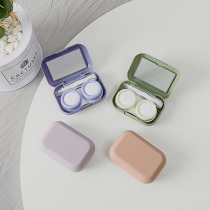 Solid color matte small contact lens box Cute girl simple portable myopia partner contact lens storage double box