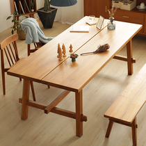 Nordic solid wood designer dining table and chair combination Modern simple work long table Flower table Small household dining table