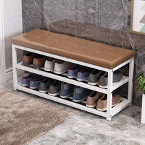 Shoe stool Clothing store shoe cabinet Household bed end storage sofa stool Rectangular multi-layer entrance door long stool into