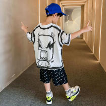 Boomer Boy Suit Summer Sports Short Sleeves CUHK Children 2022 New Net Red Handsome Foreign Air Boy Two Sets
